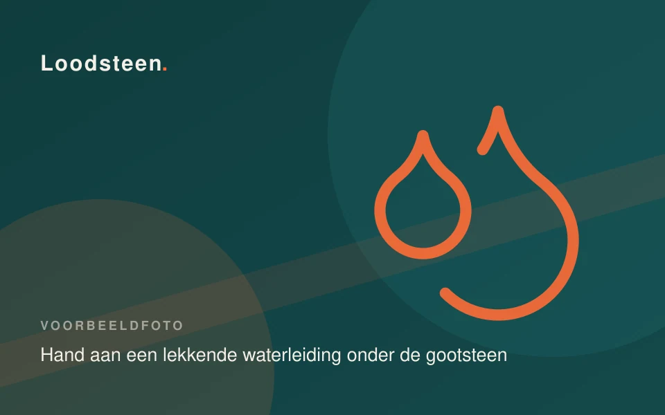 Monteur van Loodsteen legt zijn hand op een lekkende waterleiding onder een gootsteen